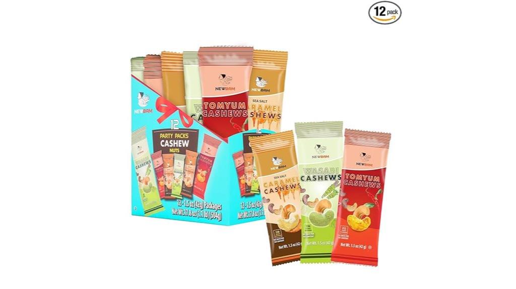 cashews wasabi tom yum sea salt caramel