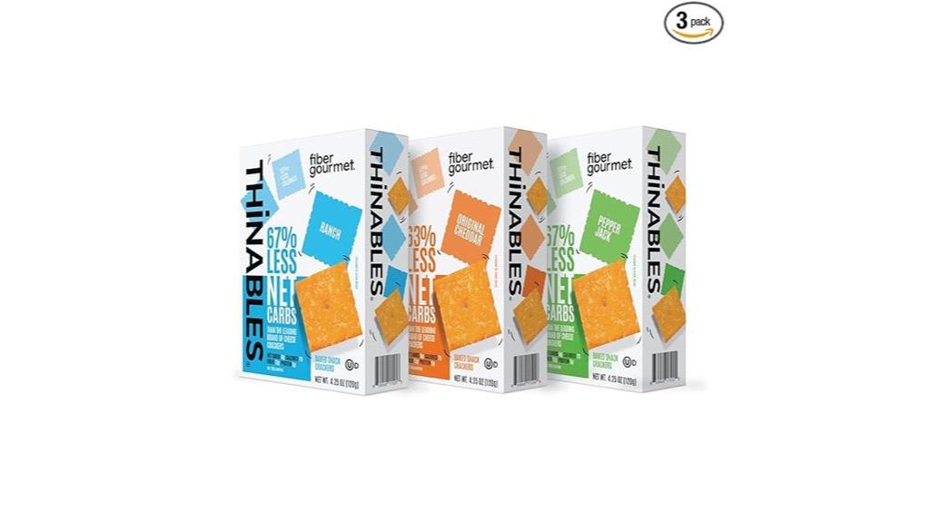 fiber gourmet thinables cheese crackers variety pack