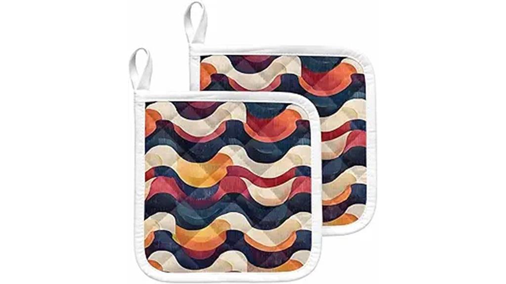 geometric color block pot holders