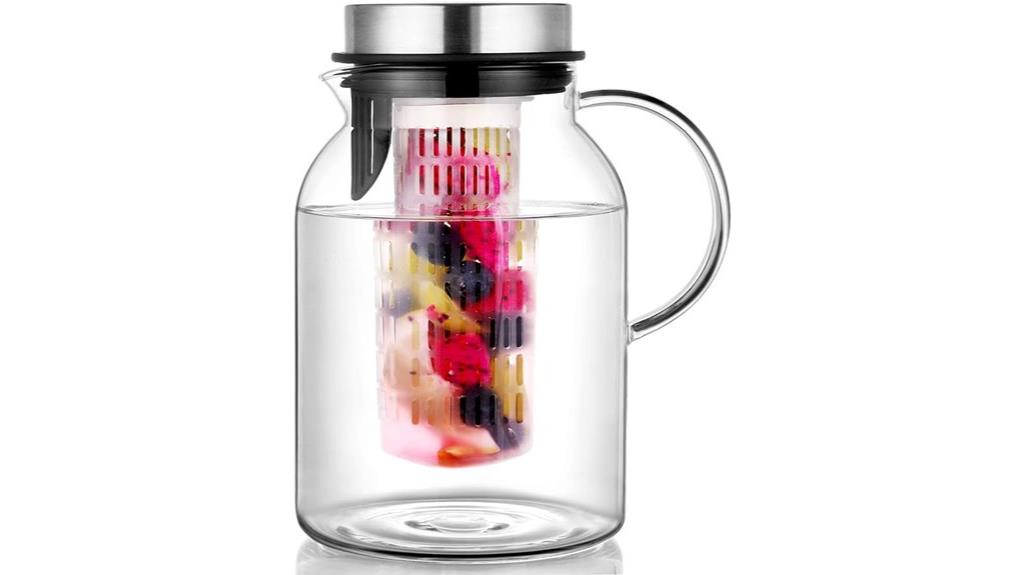 glass water pitcher with fruit infuser