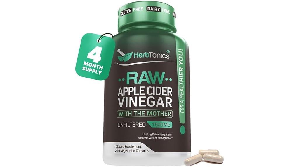 herbtonics raw apple cider vinegar capsules