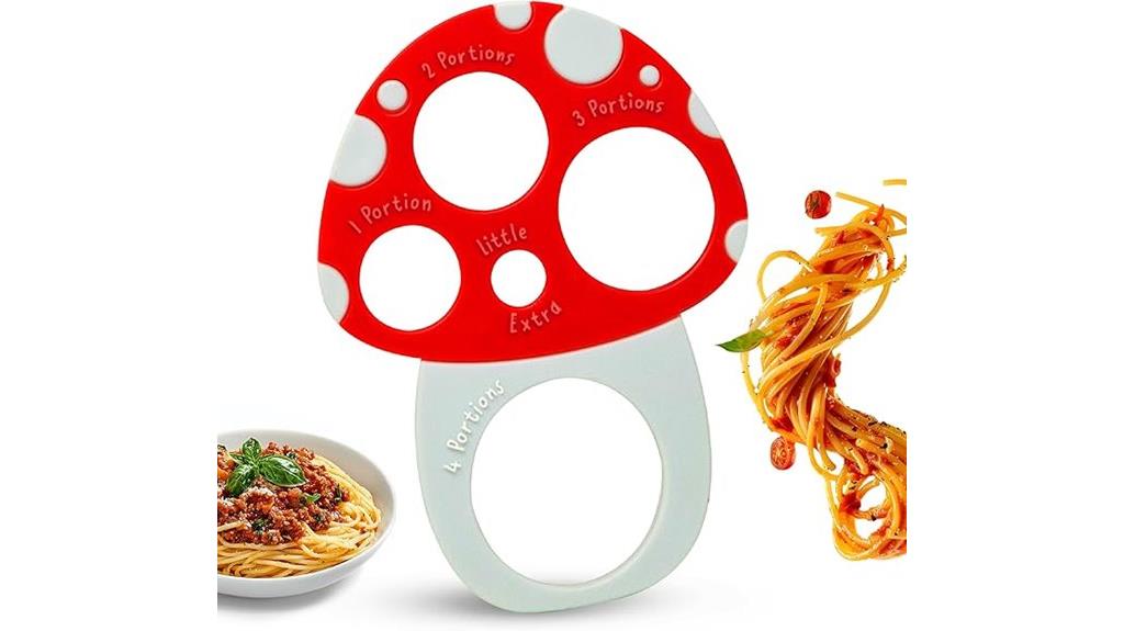 pasta measuring tool with mushrooms