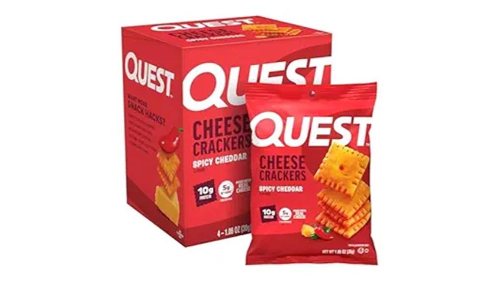 quest nutrition spicy cheddar crackers 4g 10g protein