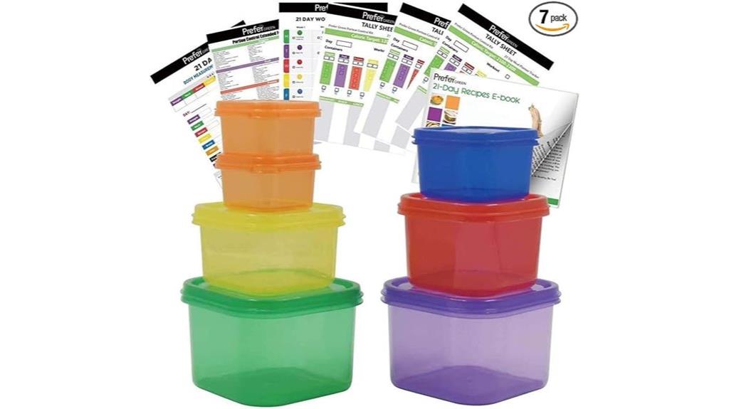 seven piece portion control kit with guide