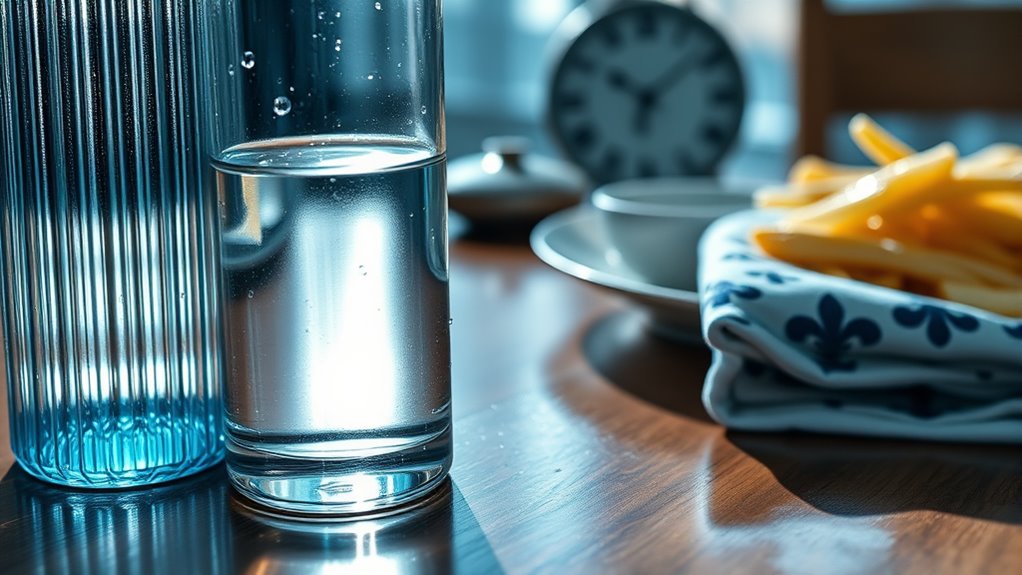 sip steadily not gulping water during meals