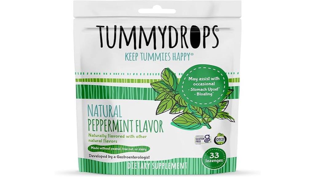 tummydrops peppermint lozenges details natural gluten free vegan individually wrapped