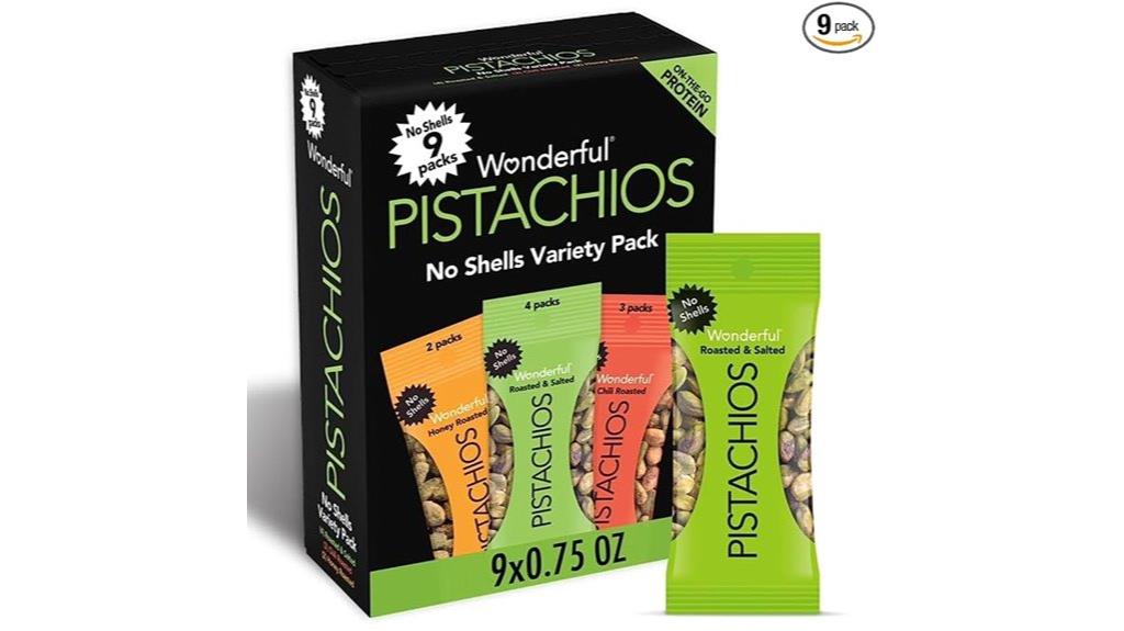 wonderful pistachios no shells 3 flavors 9 pack